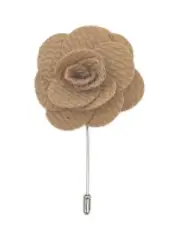 Butterscotch Brown Handmade Flower/Rose Lapel Pin for wearing with a suit jacket