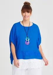 [TS] Taking Shape Linen Blend Sardinia Overtop Size 14-16 in Light Cobalt - Plus Size Women's Tops & T Shirts Light Cobalt