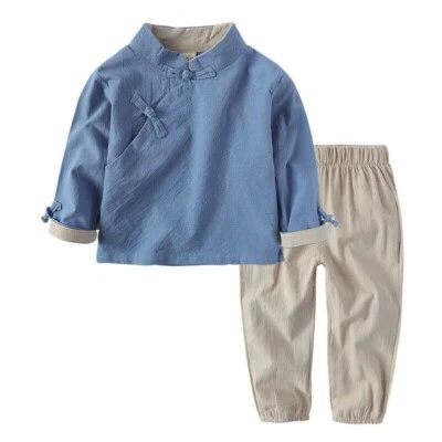 2x Kids Chinese New Year Outfit Baby Tang Suit Cotton Linen Ethnic Clothes Retro