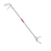 Gaderth Snake Tongs, 59" Extra Long Snake Grabber Tool, Collapsible Reptile Snake Tongs, Stainless Steel Snake Catcher Stick, Snake & Reptile Hook Wide Jaw Pick-up Handling Tool 1.5m Bend Clip