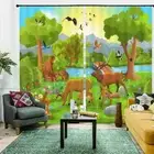 Deer Bears Are Friendly 3D Blockout Photo Print Curtain Fabric Curtains Window