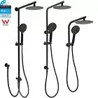 KYLINS Black 8/10/12" Round Rainfall Shower Head & HandHeld Sliding Rail Arm Set