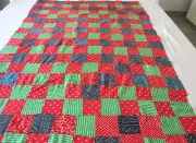 machine sewing handmade flax silk size 46" x 72" patchwork quilt topper