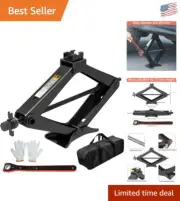 Heavy-Duty Scissor Jack - 6614 lb Capacity with Ratchet Wrench & Travel Bag
