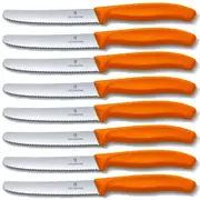 Victorinox Steak & Tomato Knife Pistol Grip 11cm Orange Set x 8 Knives