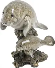 Lipco Manatee and Calf Figurine, Polyresin, 6.5-inches Height