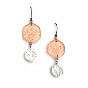 Peach & Pearl 'Stained Glass' Double Vintage Lucite Textured Drop Earrings