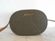 MICHAEL KORS Jet Set Travel Oval Crossbody MK LOGO Brown New