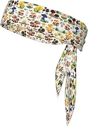 Japanese Painting Mushroom Sports Strap Double-Sided Headscarf Men's Bow Tie Sports Headscarf Running Yoga Exercise Headband
