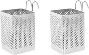 Mellisso 2X Chopsticks Perforated Holder Box with Hook Chopsticks Holder Dry Basket Basket Household Tableware Rack