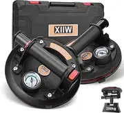 2 x 8 inch Glass Lifters with Pressure Gauge, max. 280 kg, Vacuum Suction Cup Tile Lifter with Portable Tool Box, Glass Suction Holder, Plate Lifter for Laminate, Tiles, Glass, Metals, Marble