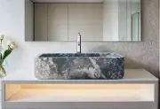 21.6''Black Marble Rectangular Sink - Unique Stone Vanity Sink - Farmhouse Decor