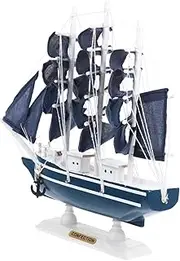 Mobestech 1Pc Wooden Sailboat Model Nautical Art Home Decor Retro Wood Sailboat Figurine for Living Bedroom Office Beach Theme Decoration Creative Sailing Ship Ornament