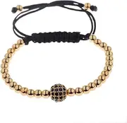 [U.S. Polo Assn.] Luxury Black Zircon Long Tubes&4MM Copper Beads Macrame Men Bracelets&, Bangles for Women Jewelry (Metal Color : AB1000-1)