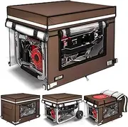 GUYISS Running Generator Cover. 32"L×24"W×24"H Generator Cover, Top Can Be Opened for Refueling, 600D+210D Heavy Duty Waterproof, PVC Transparent Visual Operation Window, Coffee