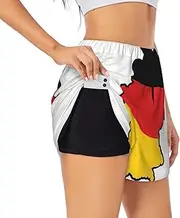 [GaxfjRu] German Flag Map Print Women's Running Shorts High Waisted Running Shorts Pocket Sporty Gym Elastic Short