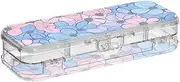 [Amooorous] Multi-small Flowers Pink and Light Blue_3 Designed Plastic Pencil Box Clear Double-Deck Hard Boxes Pens Case For Stationery With Lid