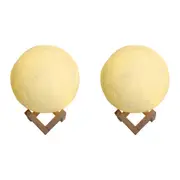 2x LVD Usb Moon Lamp Home/Nursery Decor Children/Baby w/ Wood Frame 17x21cm