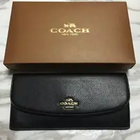 在飛比找旋轉拍賣優惠-COACH 52689 蔻馳素色全皮女式長夾 翻蓋手拿包 信