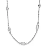 Sterling Silver Cheryl M Rhodium-Plated Brilliant-Cut Cz 26 Station 36.5 Inch Necklace