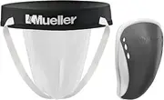 Mueller Adult Athletic Supporter with Flex Shield Cup, White/Gray, Medium