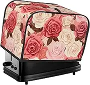 Pink Red Roses Print 2 Slice Toaster Cover Fingerprint Bread Maker Protectors,Kitchen Small Appliance Dust Cover