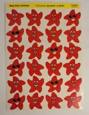 Vtg Trend Stinky Scratch N Sniff Stickers Cinnamon Red Star Smiles
