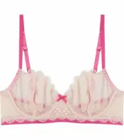 Heidi Klum Heidi Natural Geometric Lace Bra Pink Silver Peony Rose H20-1167B 12B