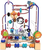Bead Maze | First Bead Maze | First Roller Coaster | Wooden Toy | Cartoon Wooden Roller Coaster Toy Bead Game | Interactive Abacus Educational Toy for Birthday Holiday