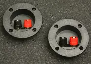 Speaker Terminals w Gaskets Round Set Of Two Gold Post Very Sub Box Home Audio