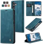 [ELEPIK] for Galaxy S23 Plus Case with Card Holder, Kickstand [2 Card Holder + 1 Cash Slot] [Durable PU Leather] Magnetic Wallet Phone Cover for Samsung Galaxy S23 Plus, Elegant Blue