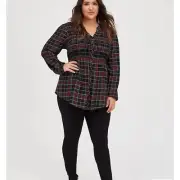 Torrid BABYDOLL TWILL SMOCKED BUTTON-FRONT TUNIC TOP 3X