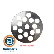 Butcher's #42 Mincer Plate - 20mm Stainless Steel Spare Part