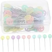 Anneome 100pcs Button Head Sewing Pins Durable Embroidery Straight Pin for DIY Craft Projects Mixed Colors for Quilting Dressmaking and Creative Decoration