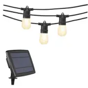 Beams S14 Bulb Solar LED Weatherproof Outdoor String Lights, 27 feet, Black