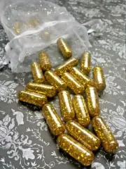 20 GOLD Glitter Pills in Bag ~ Bling Sparkle Capsules ~ Bachelorette Party Favor