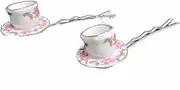 [Miniblings] Cups Set of 2 Hair Clips Hair Pins Tea Cup Mugs Teatime Pink