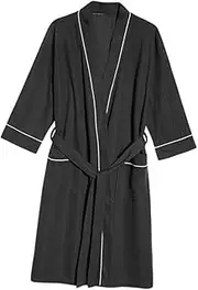 [WRITWAA] Women's Imitation Silk Pajamas Unisex Bath Robe Mens Bath Robe for Men Bath Robe Gown Long Robe Shower Robe Pajama for Men Spa Robes Unisex Spa Robe Guest Robe Black Fabric