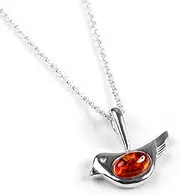 [HENRYKA] Natural Gemstone and Sterling Silver Minimal Bird Necklace, Tiny Bird Jewellery, Bird Lover Gift, Robin Necklace