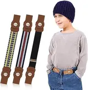 [LoNinLoAn] Pack of 3 Belt Without Buckle Elastic Stretch Belt Adjustable Stretch Belt Children's Belt Boy Buckless Belt Adjustable Buckle-Free Children's Belt for Jeans Dress, multi-coloured,