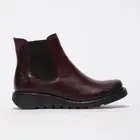 Fly London Salv 195 Ladies Leather Wedge Chelsea Boot Colour Wine