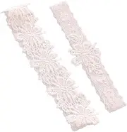 [LIFKOME] Set of Soft Flexible Wedding Bride Lace Flower Pattern Leg Bands Elegant Floral Wedding Belt for Bridal Gown Accessories White