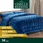 Giselle Bedding Faux Mink Quilt Comforter Winter Weight Throw Blanket Teal SK