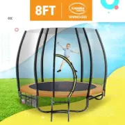 8ft Twister Springless Trampoline Round Free Safety Net Pad Mat Outdoor Toy Ball