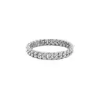 925 Pure Sterling Silver 3 MM Cuban Link Ring Chain Eternity Band - Made in USA