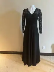 New Maxi Dress Evening black lace chiffon long sleeve small Corset Top