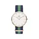 【DW】CLASSIC瑞典時尚品牌經典簡約尼龍腕錶-藍綠x玫金-40mm/DW00100005/原廠公司貨兩年保固