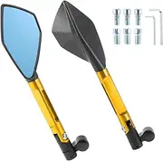 X AUTOHAUX 1 Set Universal Motorcycle Rear View Mirrors Adjustable Bar End Side Mirrors Mount M8/M10 Black Gold Tone Aluminum Alloy Aluminum Polygonal Shape