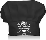 [CREATCABIN] Chef Hat Adult Adjustable Elastic Baker Kitchen Catering Wear Cooking Hat Custom Cotton Chef Cap for Women Men Grilling Baking BBQ Chef Gift Black 11.8 x 9 Inch