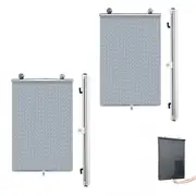 2pcs Car Window Shade Retractable Roller Blinds Sunshade Blackout Curtains with Suction Cups -Silver